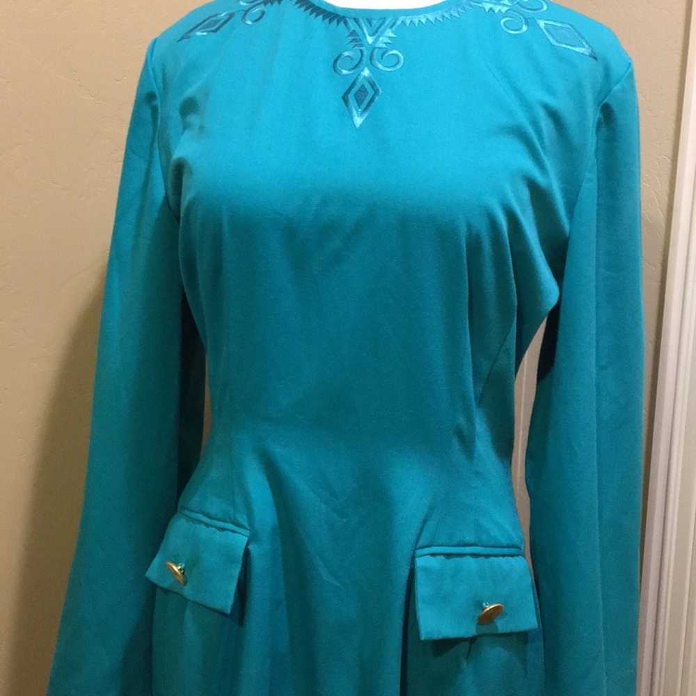 NWT Classic Elements Size 12 Turquoise L/S Dress